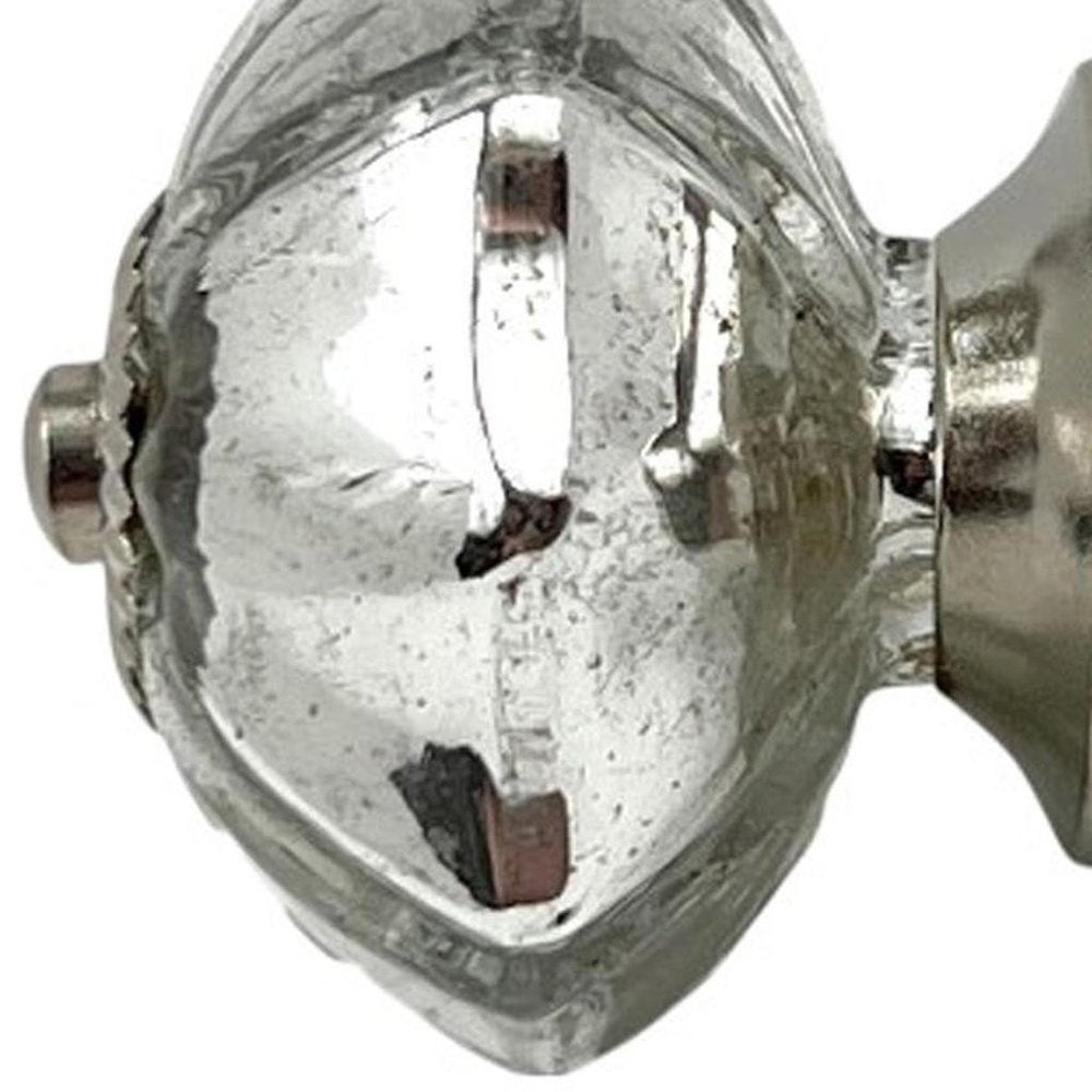 Set of Six Silver Glass Drawer Pull Knobs