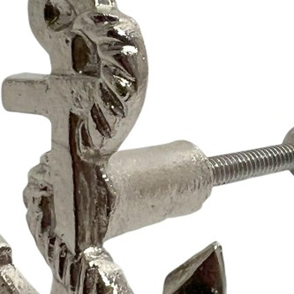 Set of Six Silver Nautical Anchor Knob Metal Drawer Pull Knobs