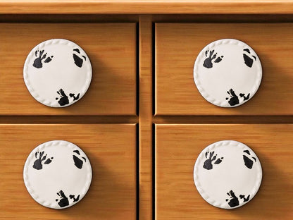 Set of Six White Ceramic Drawer Pull Knobs