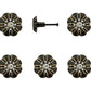 Set of Six Black And Gold Scalloped Knob Iron Drawer Pull Knobs