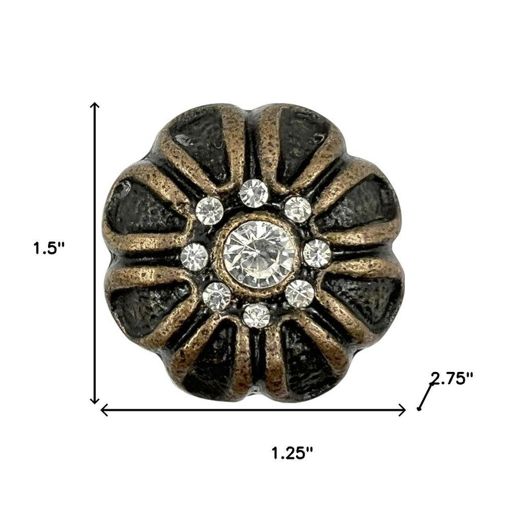 Set of Six Black And Gold Scalloped Knob Iron Drawer Pull Knobs