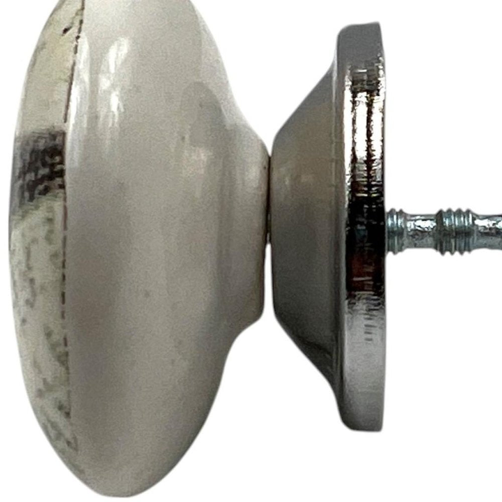 Set of Six Black And White Poetic Script Ceramic Drawer Pull Knobs