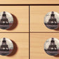 Set of Six Black And White Poetic Script Ceramic Drawer Pull Knobs