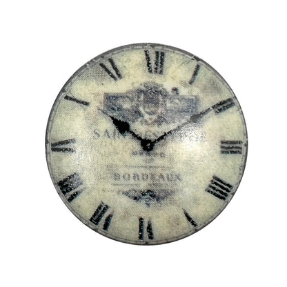 Set of Six Black And White Clock Face Ceramic Drawer Pull Knobs