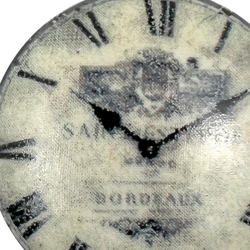 Set of Six Black And White Clock Face Ceramic Drawer Pull Knobs