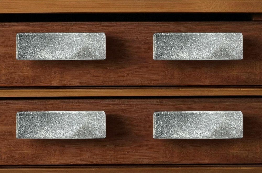 Set of Six Gray Rectangle Knob Stone Drawer Pull Knobs