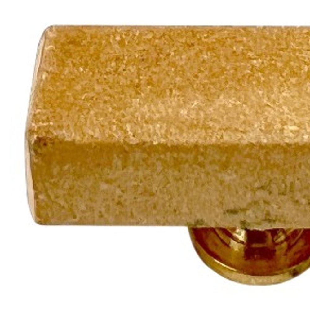 Set of Six Brown Rectangle Knob Stone Drawer Pull Knobs