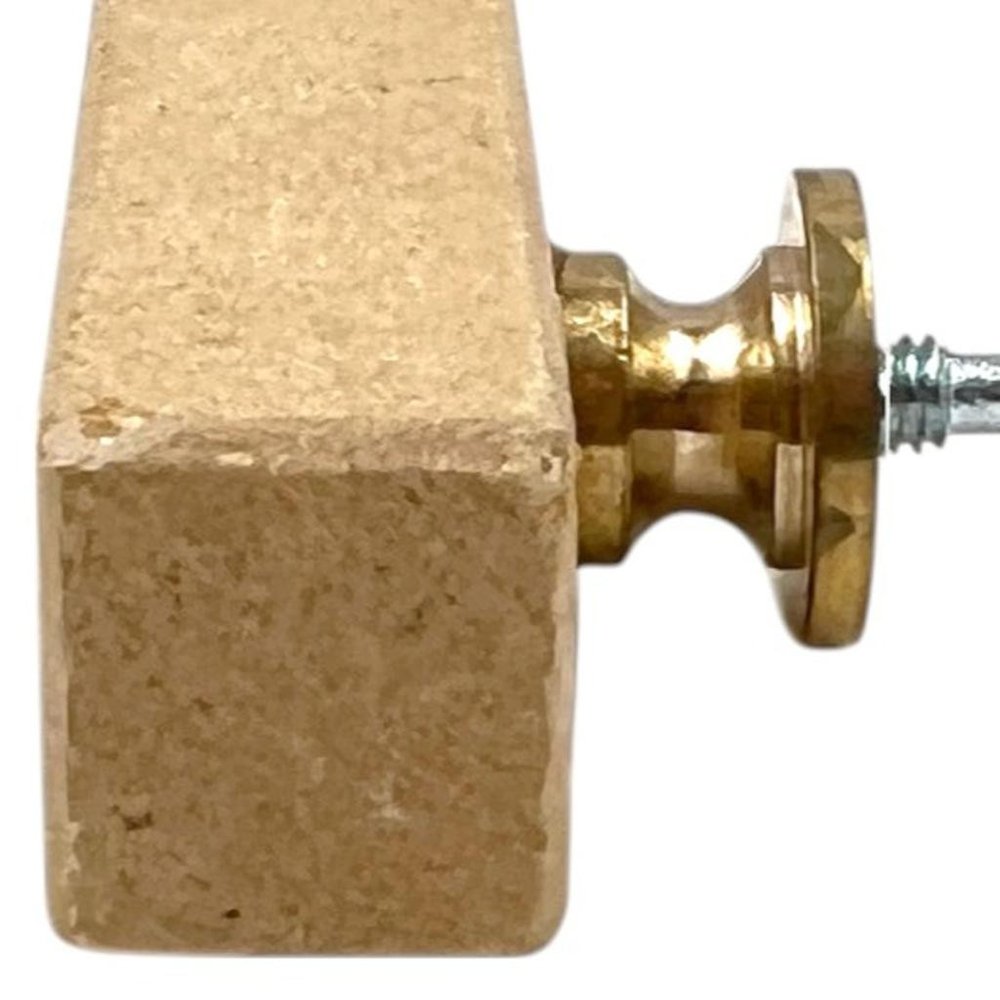 Set of Six Brown Rectangle Knob Stone Drawer Pull Knobs