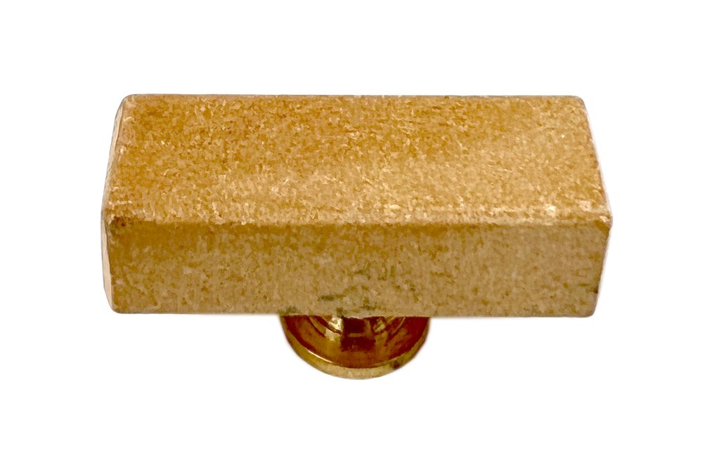 Set of Six Brown Rectangle Knob Stone Drawer Pull Knobs