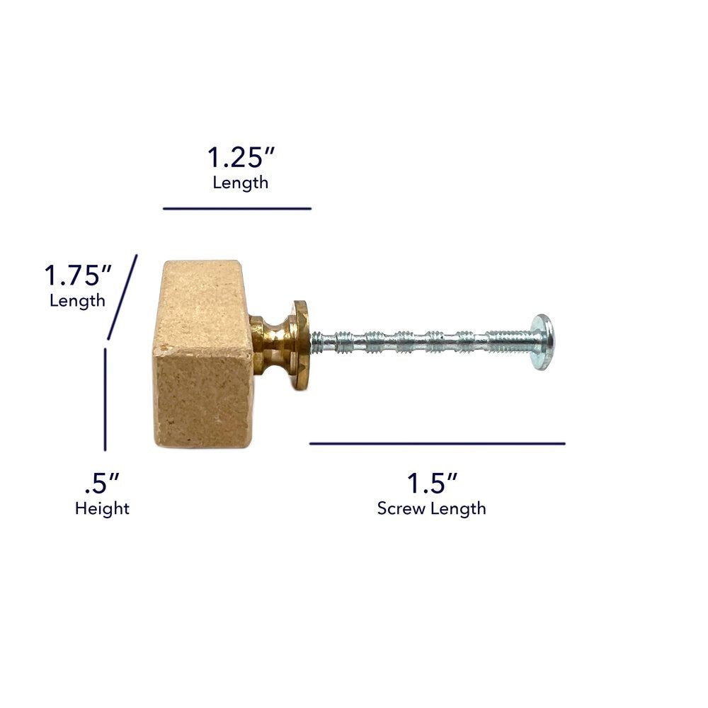 Set of Six Brown Rectangle Knob Stone Drawer Pull Knobs