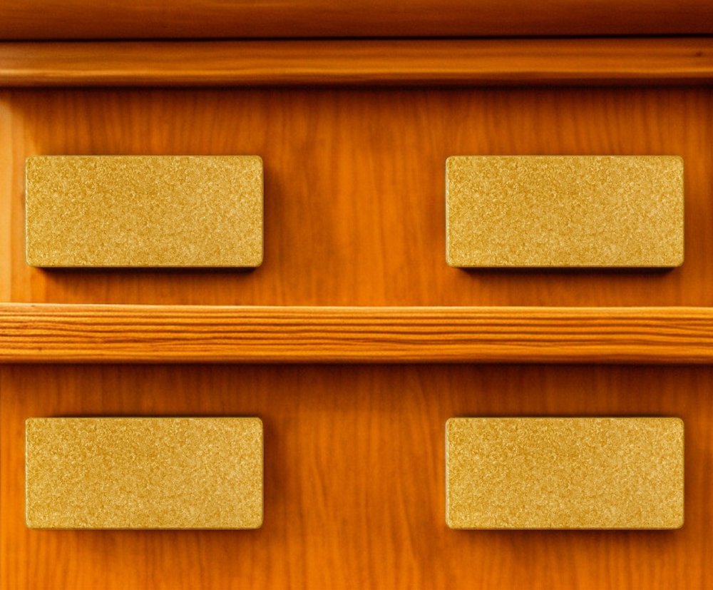 Set of Six Brown Rectangle Knob Stone Drawer Pull Knobs