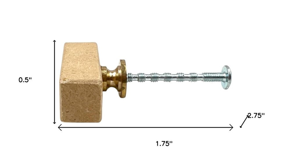 Set of Six Brown Rectangle Knob Stone Drawer Pull Knobs