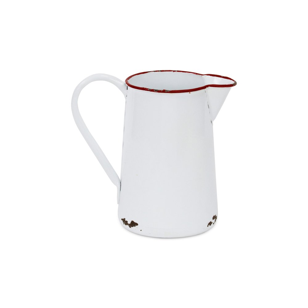 8" White Metal Chicken Hand Painted Decorative Canister