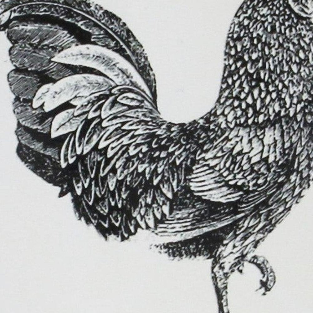 8" White Metal Chicken Hand Painted Decorative Canister