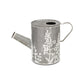 8" Gray And White Galvanized Metal Flowers Hand Painted Decorative Watering Can