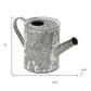 6" Gray And White Galvanized Metal Flowers Hand Painted Decorative Watering Can