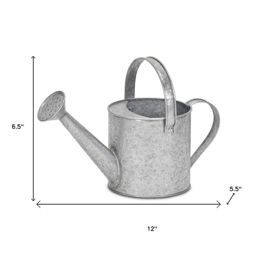 7" Gray Galvanized Metal Decorative Watering Can