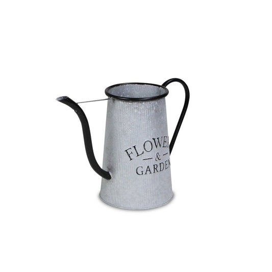 10" Black And Gray Galvanized Metal Flowers And Garden Decorative Watering Can