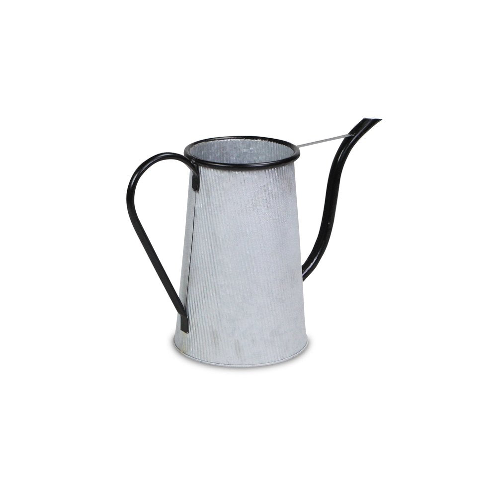 10" Black And Gray Galvanized Metal Flowers And Garden Decorative Watering Can