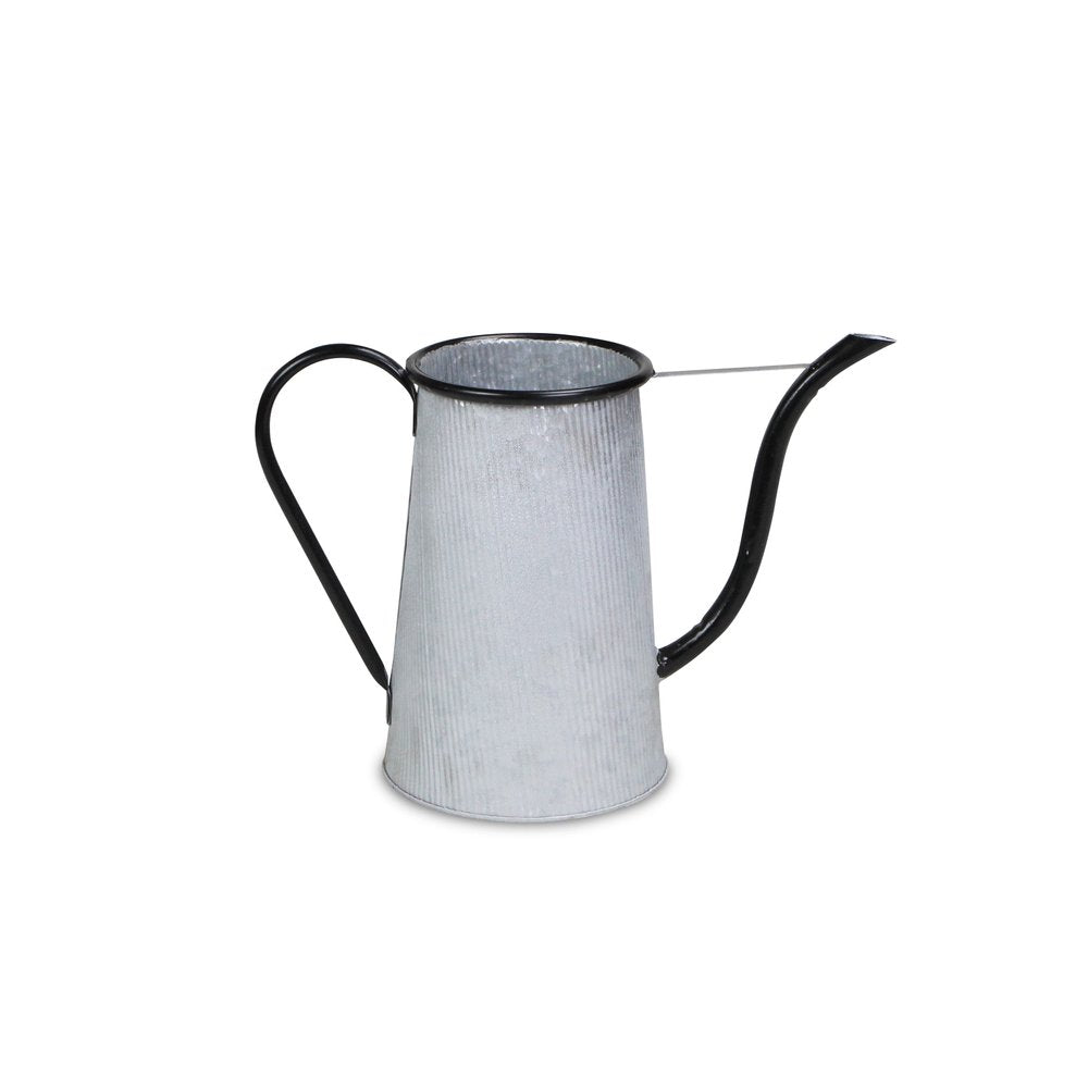 10" Black And Gray Galvanized Metal Flowers And Garden Decorative Watering Can