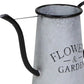 10" Black And Gray Galvanized Metal Flowers And Garden Decorative Watering Can