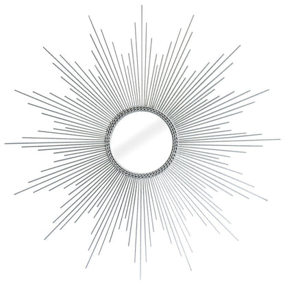 32" Silver Metal Sunburst Geometric Framed Accent Mirror
