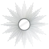 32" Silver Metal Sunburst Geometric Framed Accent Mirror