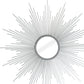 32" Silver Metal Sunburst Geometric Framed Accent Mirror