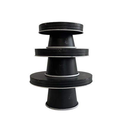 Set of Three Black And White Metal Round Cake Stand Risers
