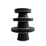 Set of Three Black And White Metal Round Cake Stand Risers