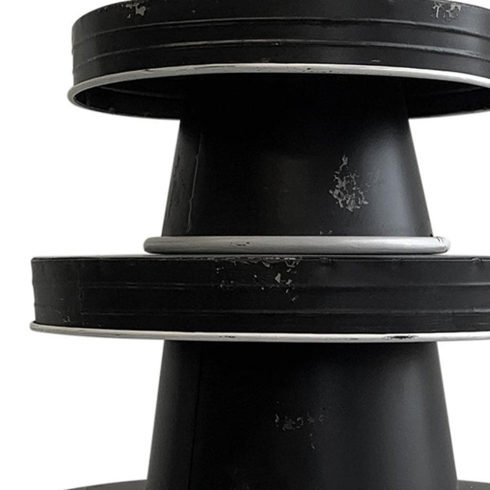 Set of Three Black And White Metal Round Cake Stand Risers