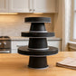 Set of Three Black And White Metal Round Cake Stand Risers