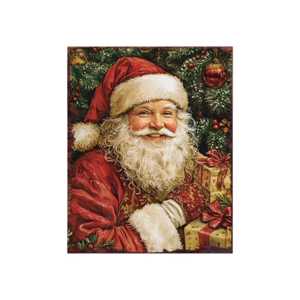 15" Red White And Green Wood Christmas Santa Tabletop Sign