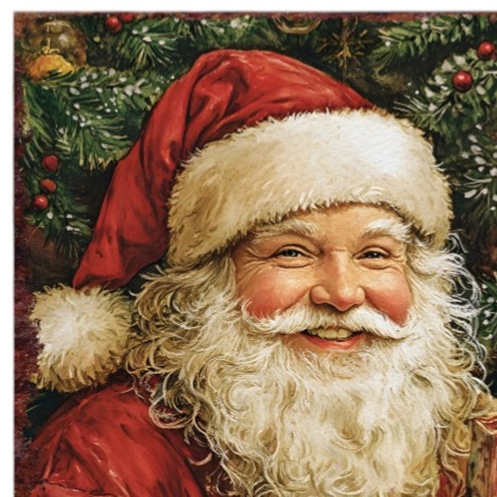 15" Red White And Green Wood Christmas Santa Tabletop Sign