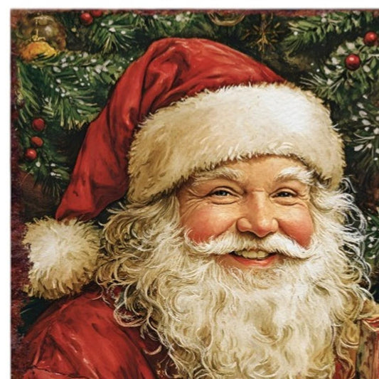 15" Red White And Green Wood Christmas Santa Tabletop Sign