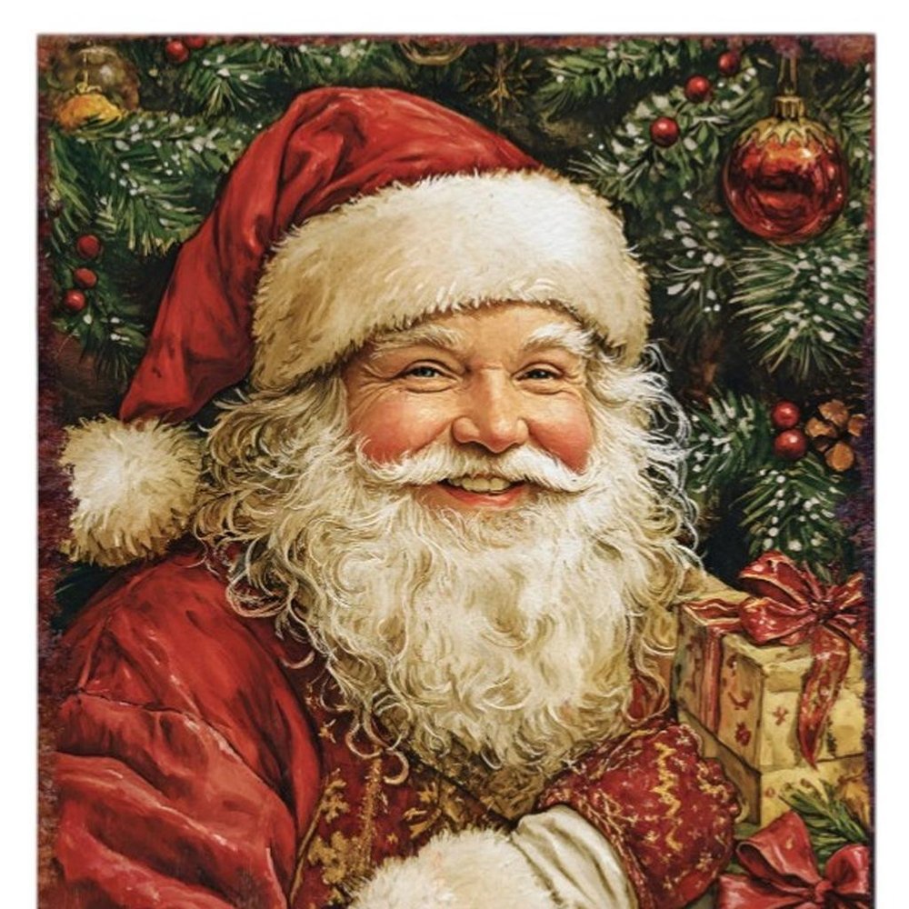 15" Red White And Green Wood Christmas Santa Tabletop Sign