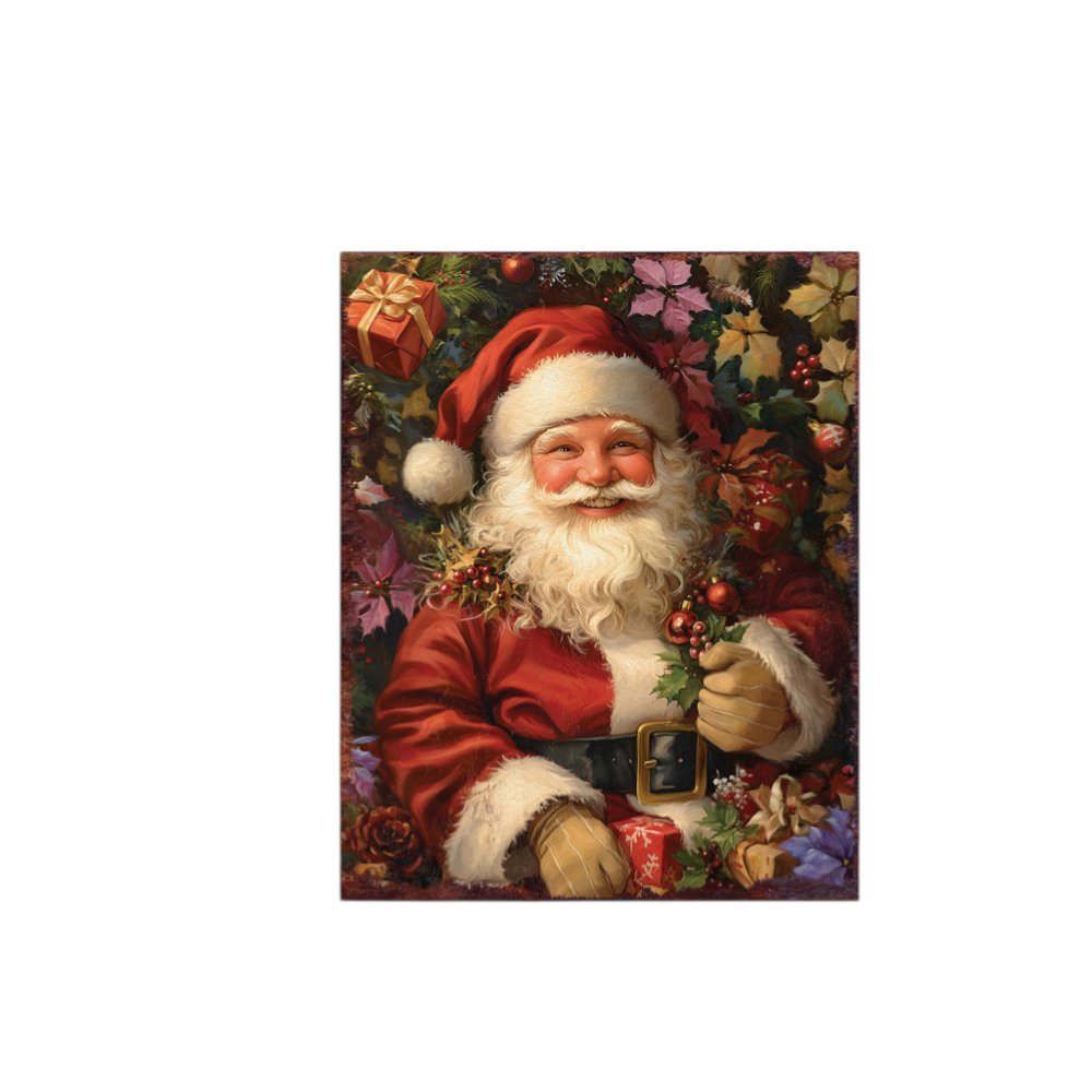 15" Red White And Green Wood Christmas Santa Tabletop Sign