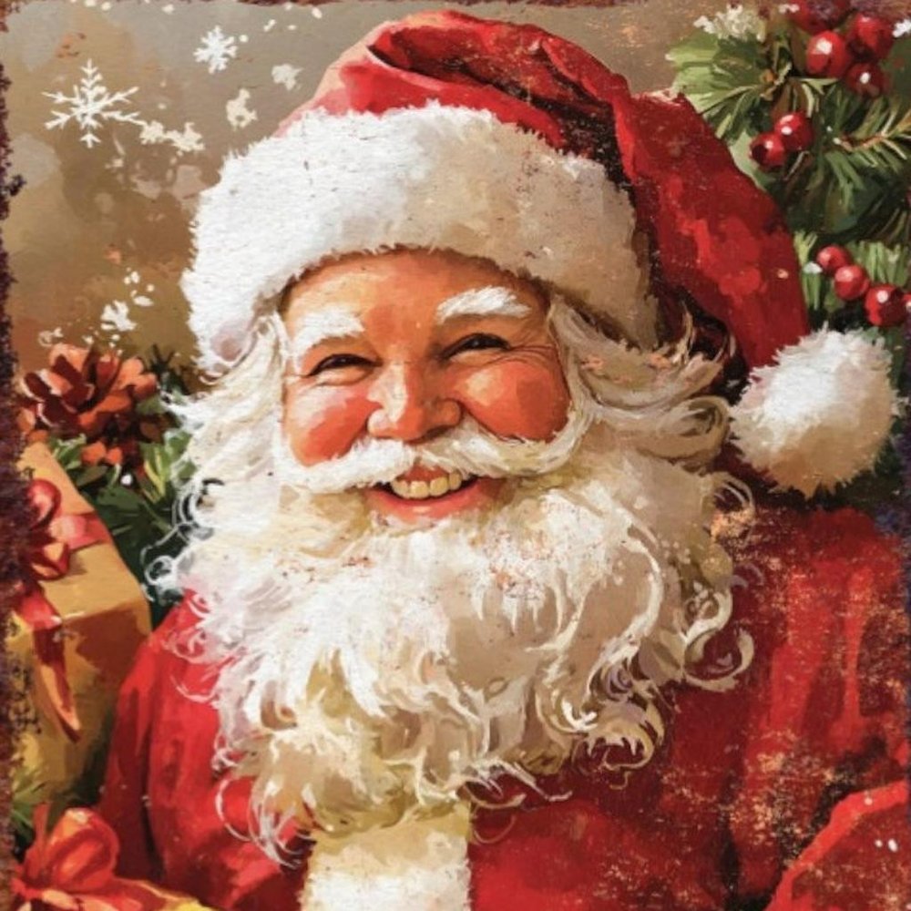 15" Red White And Green Wood Christmas Santa Tabletop Sign