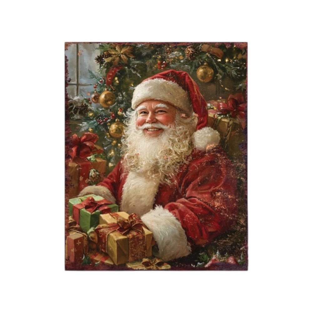 15" Red White And Green Wood Christmas Santa Tabletop Sign