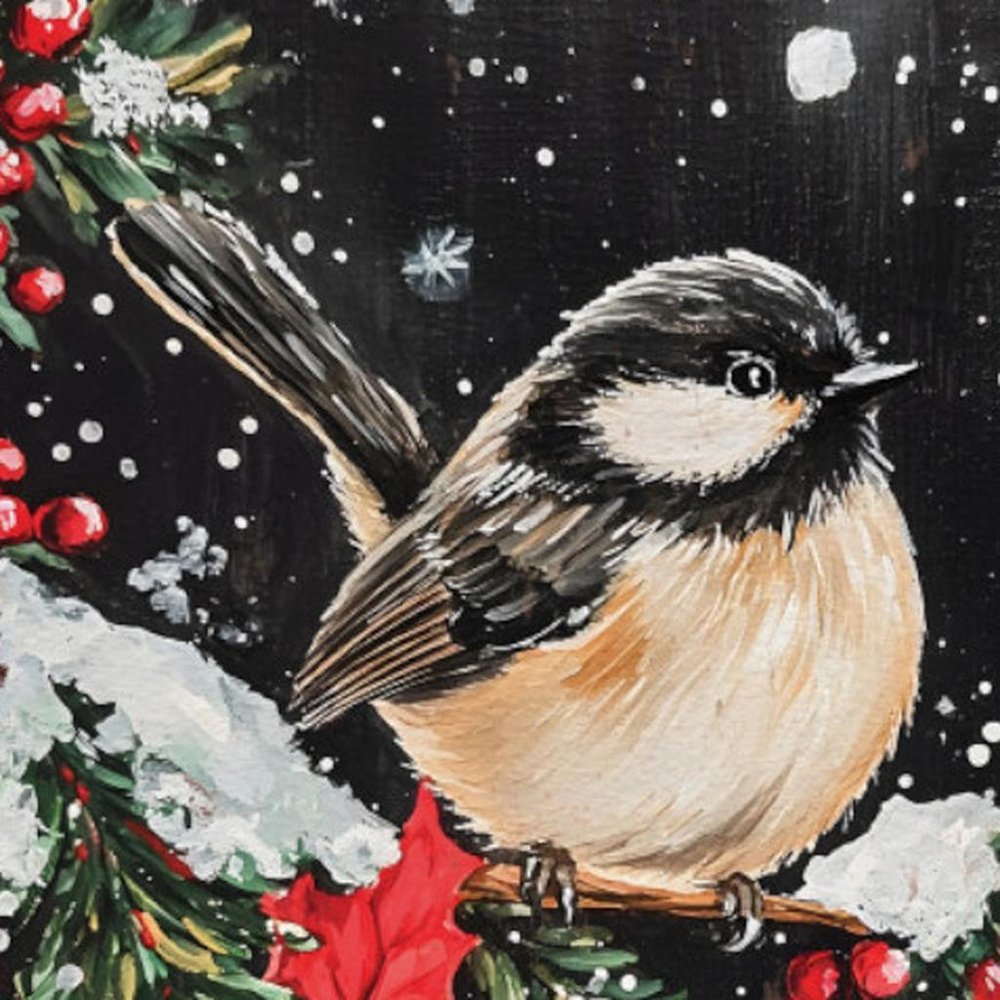 15" Red White And Green Wood Flowers Christmas Tabletop Sign