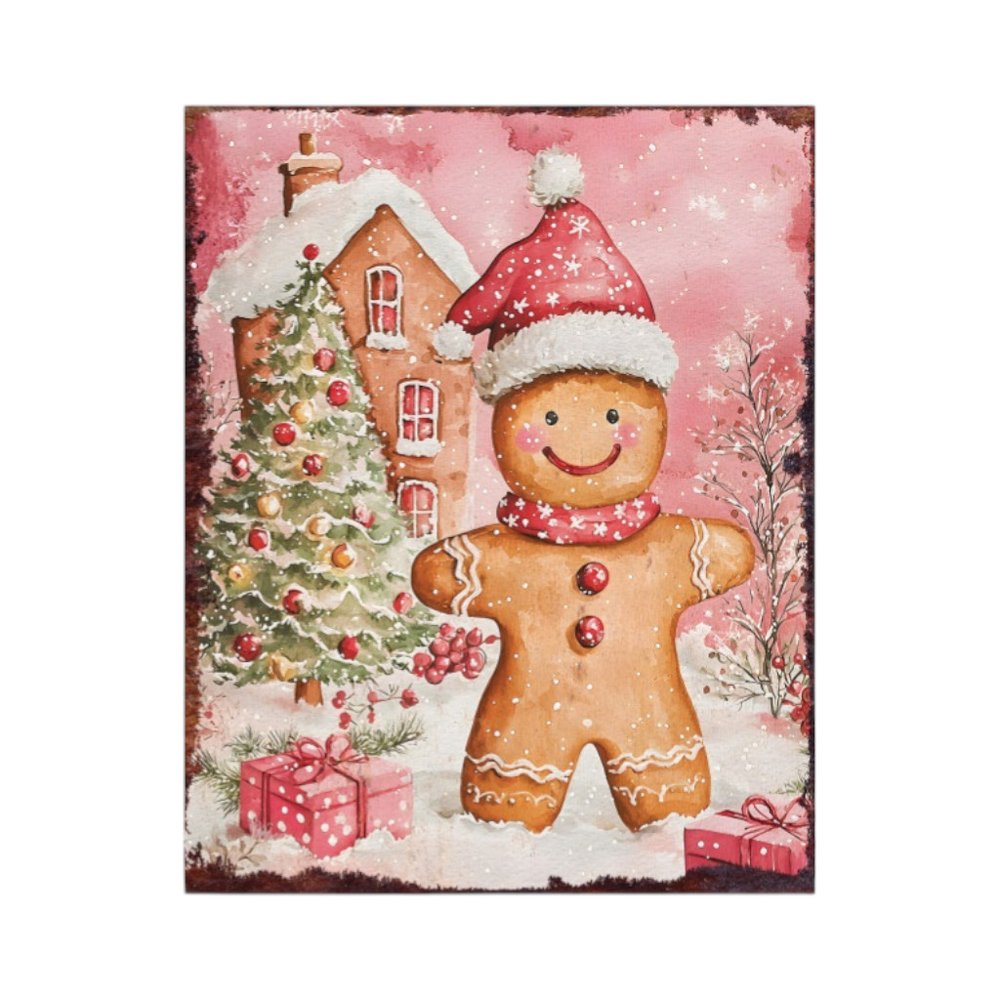 15" Red White And Green Wood Christmas Tabletop Sign