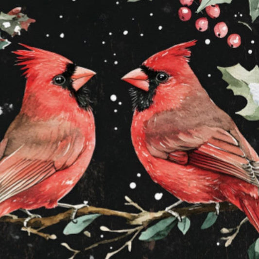 15" Red White And Green Wood Bird Christmas Tabletop Sign