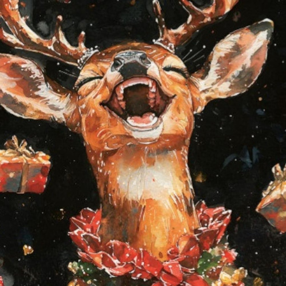 15" Red White And Green Wood Deer Christmas Tabletop Sign