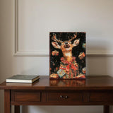 15" Red White And Green Wood Deer Christmas Tabletop Sign