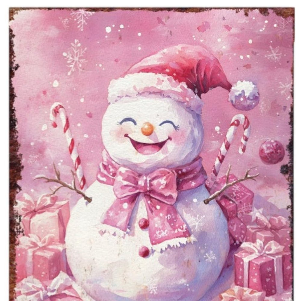 15" Red White And Green Wood Christmas Snowman Tabletop Sign