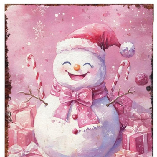 15" Red White And Green Wood Christmas Snowman Tabletop Sign