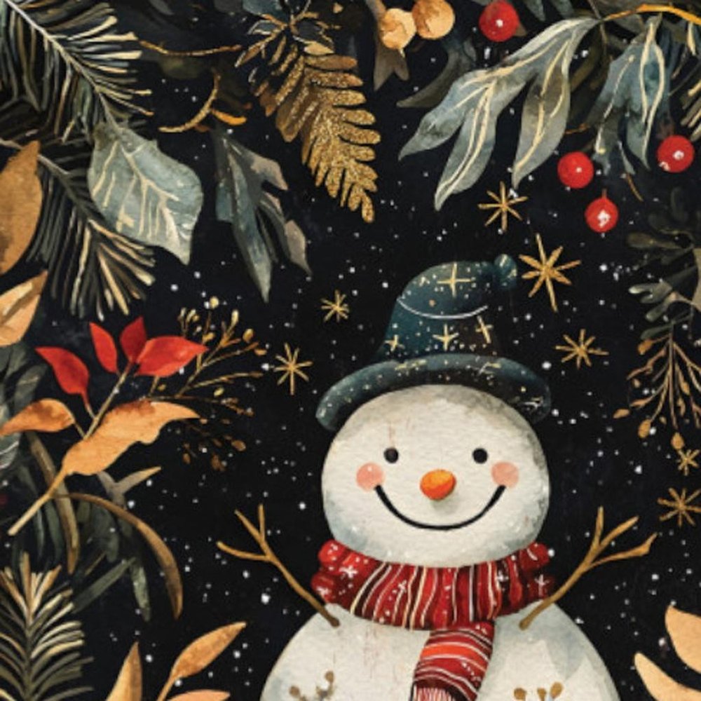 15" Red White And Green Wood Flowers Christmas Snowman Tabletop Sign