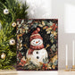 15" Red White And Green Wood Leaf Christmas Snowman Tabletop Sign
