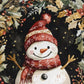 15" Red White And Green Wood Leaf Christmas Snowman Tabletop Sign