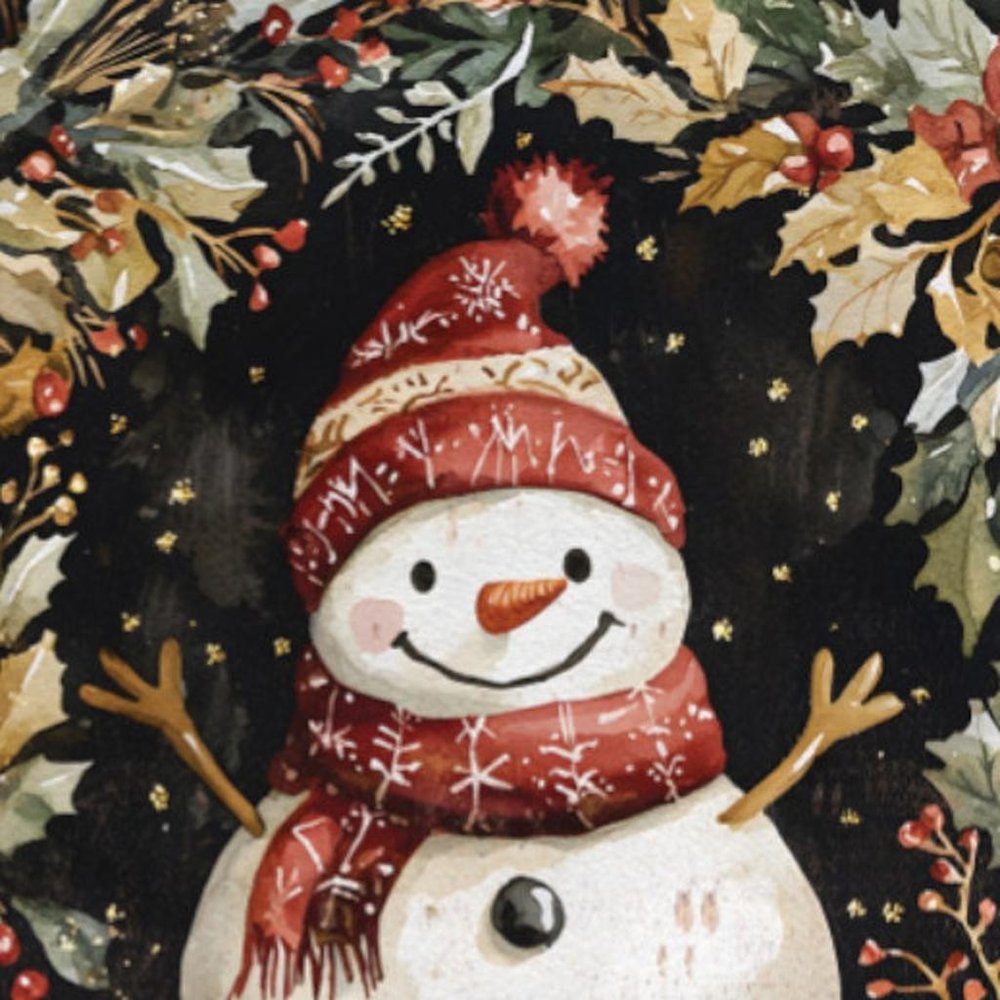 15" Red White And Green Wood Leaf Christmas Snowman Tabletop Sign